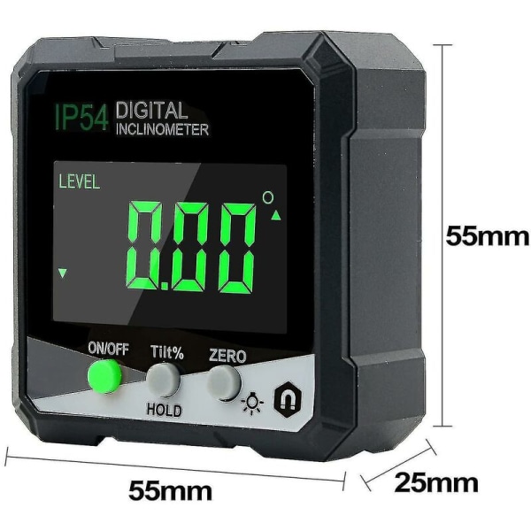 Digitaalinen kulmamittari, kulman astemittari/mittari LCD-näytöllä, kaltevuusmittari magneetilla, digitaalinen kulmanmittausviiva