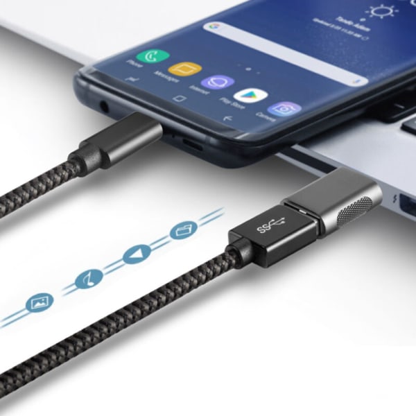 USB C till USB-adapter 2-pack, Typ C hane till USB 3.0 OTG-adapterkonverterare för bärbara datorer, laddare och mer, grå