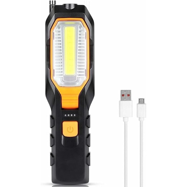 LED-arbetslampa för verkstad, magnetisk COB-inspektionslampa med 4 ljuslägen, laddningsbar campinglampa med 80/280 lumen för bil, reparation, garage