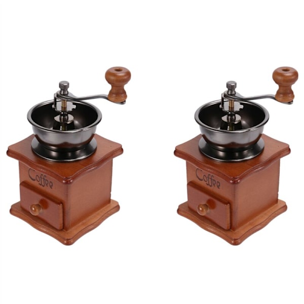 2X Trekaffe Grinder Manuell Kaffe Grinder Håndlaget Rustfritt Stål Retro Kaffe Krydder Mini Burr Kvern Med Keramikk