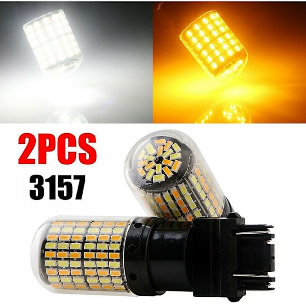 2 stk 3757 3157 4157na LED Pære Switchback Hvit Parkering Blinklys