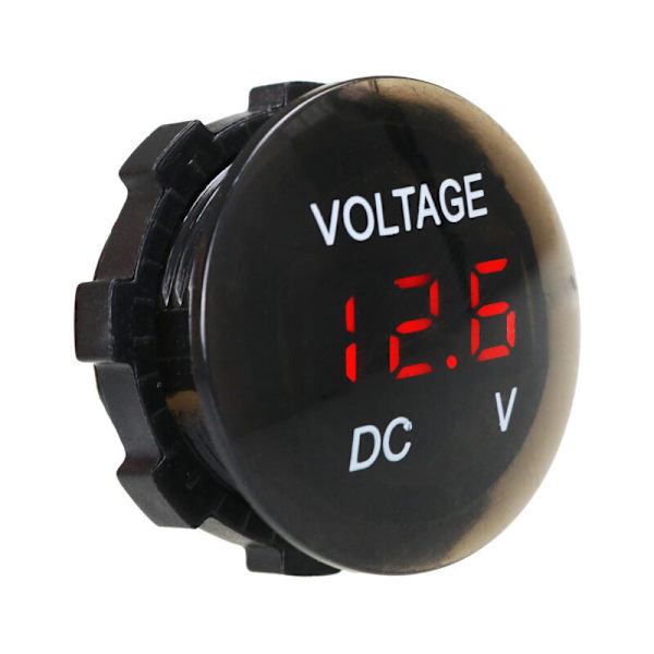 Vattentät Voltmeter, Mini Digital Display Spänningstestare DC 12V-24V LED-testare för Bil Motorcykel Auto Lastbil Husbil (Röd)