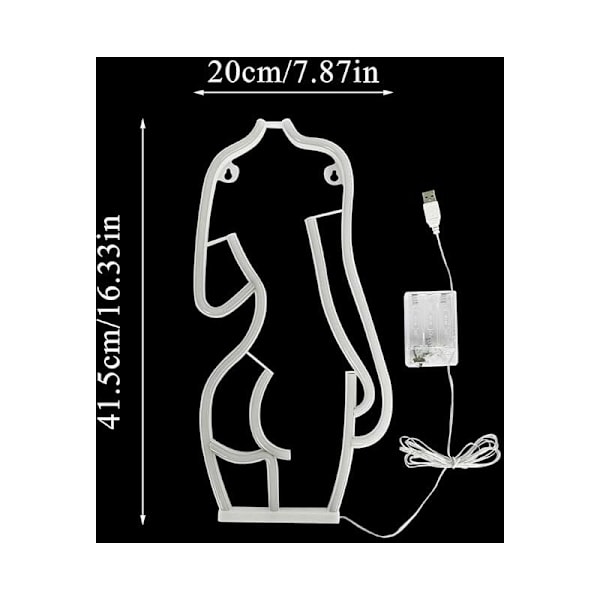 Lady Neon Skilt Lys Skilt Sexy Nat Nat Neon Skilt 41.5cm 20cm Vægdækning Batteri og USB Brug Krops Neon Skilt Skilt til Øl Rum Bar Klub Hotel Cafe