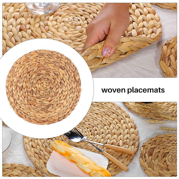 4 kpl luonnollinen kurpitsasta kudottu pöytäliina pyöreä rottinki matto tyyny vihreä trooppinen häät tai koristelu 30 cm