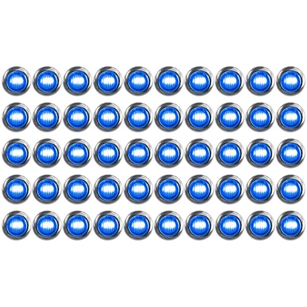 50 kpl 3/4 tuuman 3 LED:n pyöreät miniperävaunun sivuvalot, universaalit kuorma-autoihin, veneisiin, lava-autoihin, asuntovaunuihin, RV-autoihin, sininen