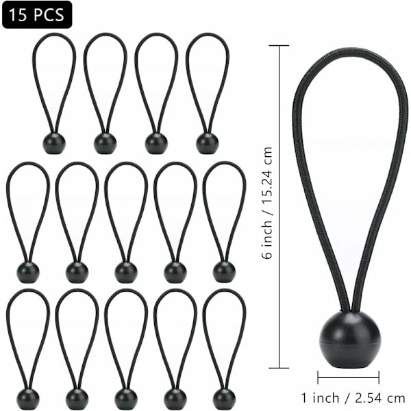 15 stycken elastiska poolöverdragsspännare, poolöverdragsspännare och remmar, poolöverdragsspännare, elastiskt släpvagnsöverdrag, elastiskt rep för överdrag för Co