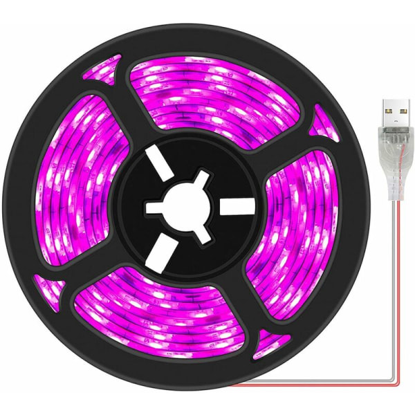 LED-kasvikasvatusvalonauhat Vedenpitävä täysi spektri Sisäkasvi Mehikasvi Hydroponics Kasvihuone Puutarhanhoito USB-valopalkit (3M)