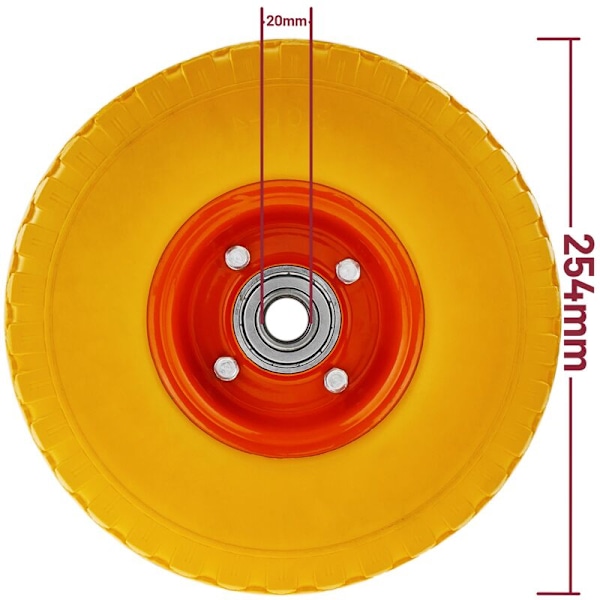 Gult solidhjul for 10x3” og 100 kg trillebår