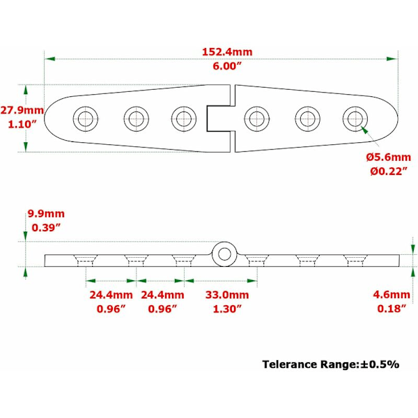 Dørhængsler i rustfrit stål, spejlpoleret, møbelhængsler til marinebåde, Sus316, 152,5 mm x 28 mm, 2 stk.
