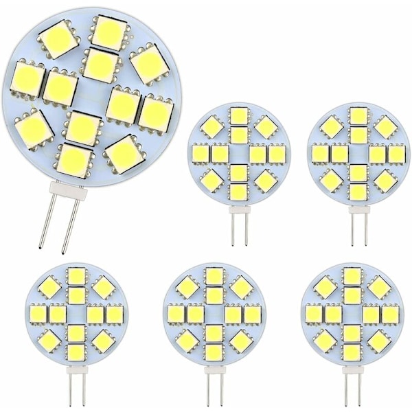 G4 LED-lampa 2W, AC/DC12-24V, 200LM Kalla vit 6000K, 12x 5050SMD, motsvarande 20W halogenlampa, ej dimbar, G4 rund LED-lampa för skåpsbelysning, Re