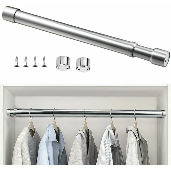 Utbyggbar garderobsstång i rostfritt stål 51 cm till 80 cm justerbar teleskopisk gardinstång rostskyddad utdragbar garderobsrör för garderob badrum