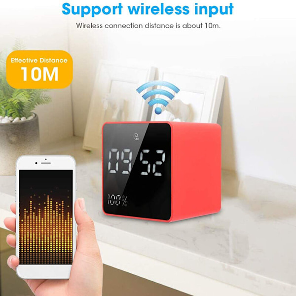Digital väckarklocka högtalare, radio Bluetooth-högtalare 3D surroundljud kraftfullt ljud, elektronisk klocka trådlös högtalare