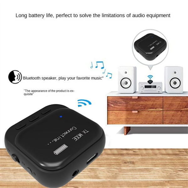 Bluetooth 5.2 skjerm Bluetooth-mottaker 2 i 1 Bluetooth-sendermottaker bærbar 3,5 mm bil Bluetooth-mottaker