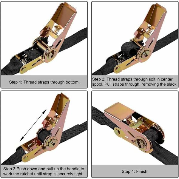 10mx25mm Spændebånd Ratchet Cargo Straps 250kg Arbejdsbelastning 2 stk
