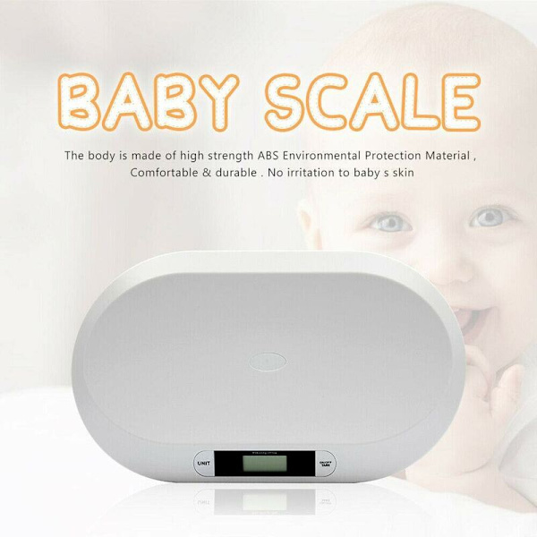 Babyvægt - Op til 20 kg - Elektronisk digitalvægt til små børn/hvalpe/katte - Med LCD-display og tarafunktion,