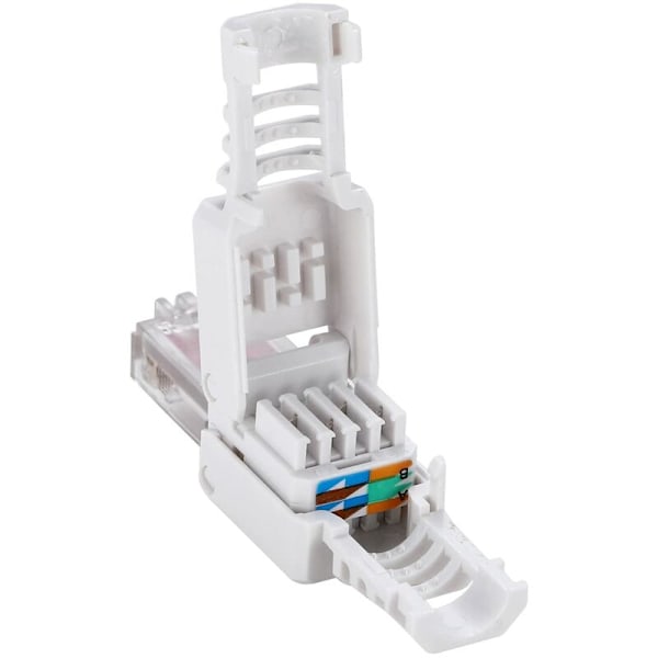 2 stk verktøyfri RJ45-kontakter UTP-nettverkskontakt, verktøyfri for solid CAT5/5E CAT6/6A flertrådet Ethernet-kabel