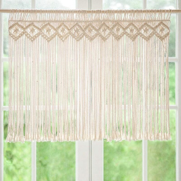 Nordisk håndlaget bomull veggteppe gobelin makramé bryllupsbakgrunn gardin bohemsk dusk veggkunst boho-dekor