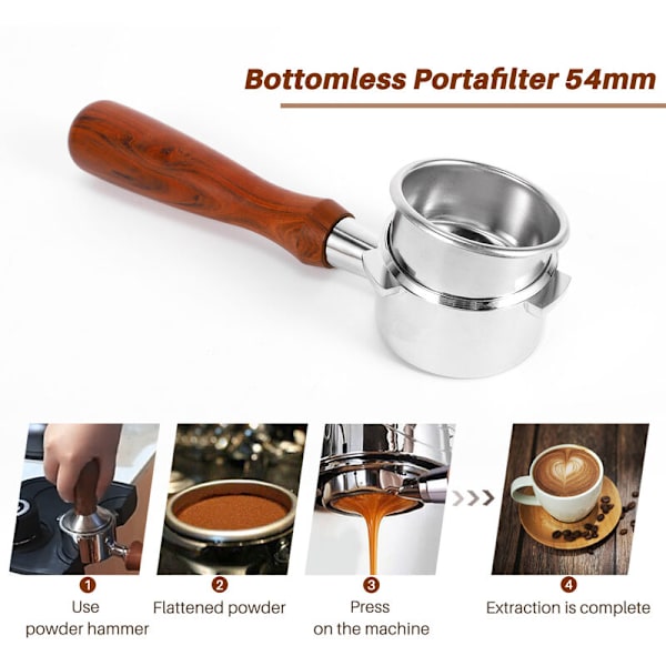 54mm pohjaton portafilter Barista-sarjalle ja kahvikoneille, portafilter suodatin korilla