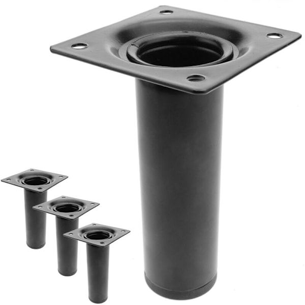 Sorte af 4 sorte af sorte runde fødder D30 x H100 mm