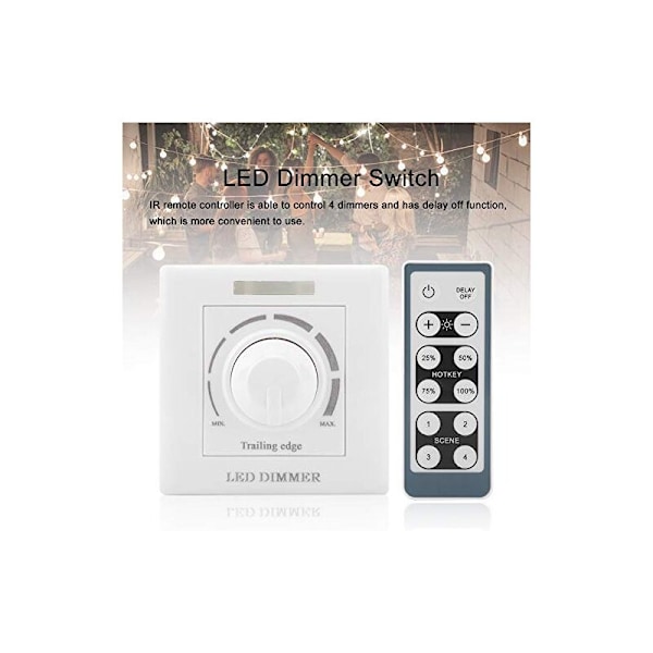 LED-dimmer, 220V 200W med infrarød fjernkontroll LED-dimmer Universal bryter Lysdimmer Knappbrytere Dimmerbryter