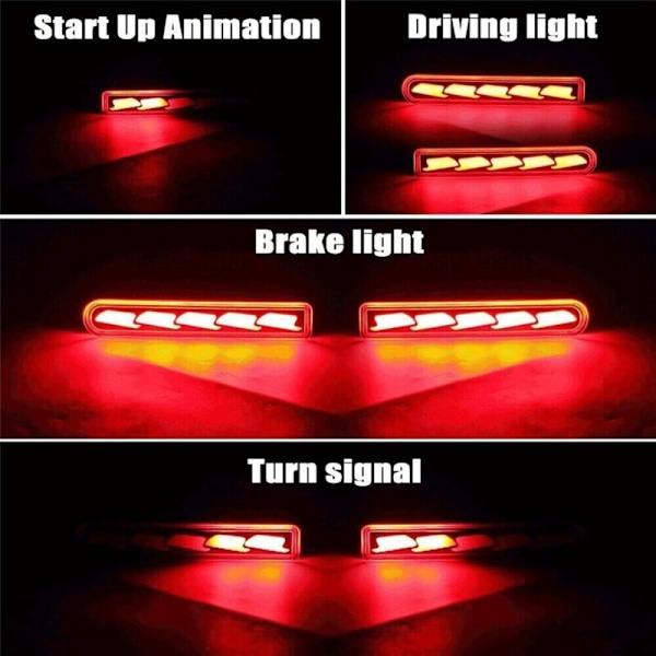 LED-bakljus för bil, 2007-2017 US-version, reflex, blinkers, bromsljus, rött