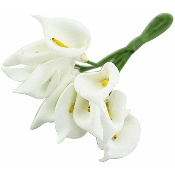 12 st Mini Konstgjorda Calla Liljor Bröllopsbukett DIY Dekoration Girlang Vit