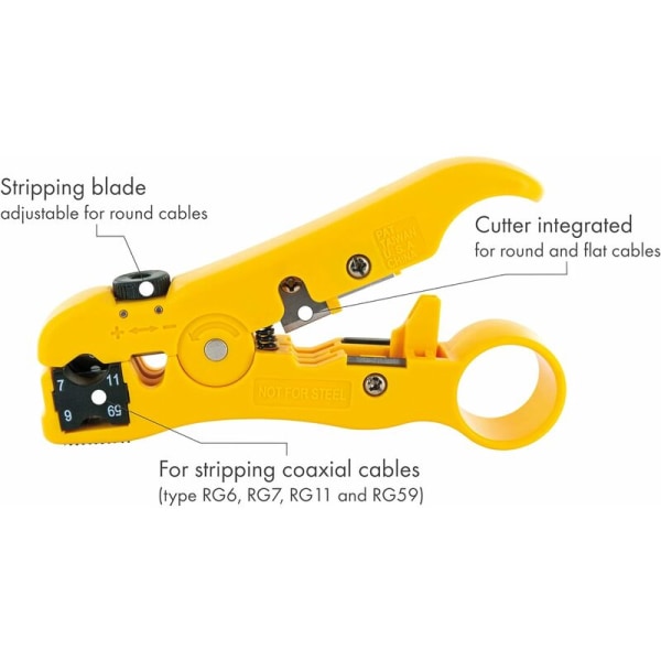 ABI212 531 - Kabelavstripper for antennekabel TV-kabel koaksialkabel nettverkskabel Ethernet-kabel innebygde kutteblader ledningsavstripper med robust H