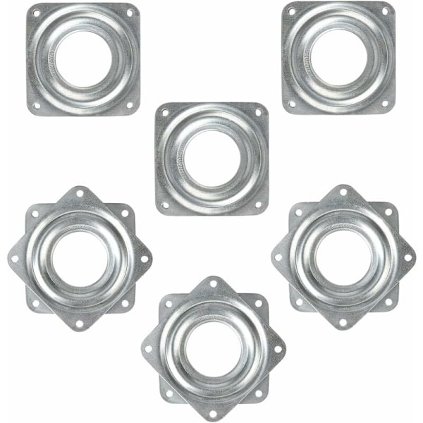 Kvadratiska Rotationslager 3 Tums Lazy Susan 360 Grader Kullager Svängplatta för TV-bord, Barstolar, Stolar, Roterande Möbler 6 st (Silver)