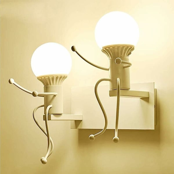 Vegglampe E27 for barnerom, Kreativ tegneserie vegglys retro jern Vintage vegglamper Moderne belysningsarmaturer, for bar, soverom, restaurant, C