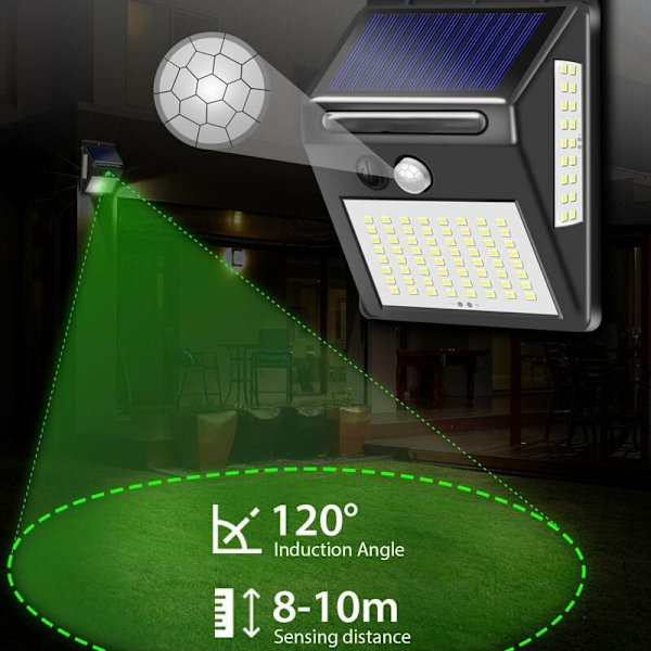 4 kpl 60+40+40LED aurinkopaneelit seinävalaisin 140LED automaattinen induktiovalaisin sisä- ja ulkokäyttöön, sisä- ja ulkokäyttöön