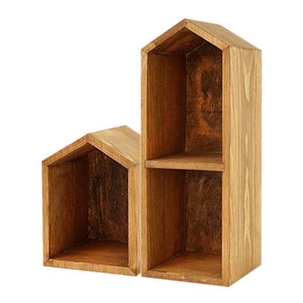 Mini Hus Kake Stativ Dessertbord Dekorasjon Tilbehør Tre Display Stativ Holder