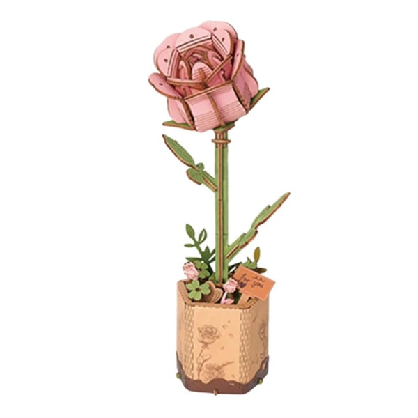Blombukett konstgjorda blomsterpresentblock, DIY bukettblock Pink Rose