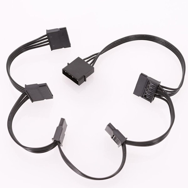 5 kpl 4-napainen IDE Molex 1 - SATA-jakajakaapelimuunnin virtajohto kiintolevylle 18AWG musta
