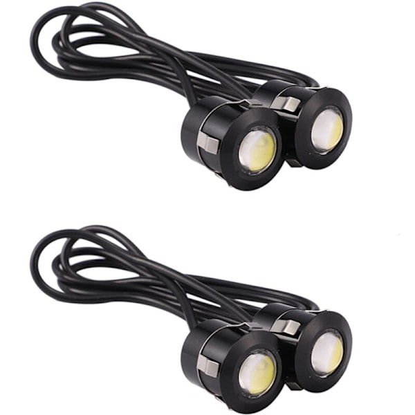 4 stk. Eagle Eye Backup LED Tåge Baglygte Kørelys til Bil, Motorcykel, 9W Hvidt Lys, Sort