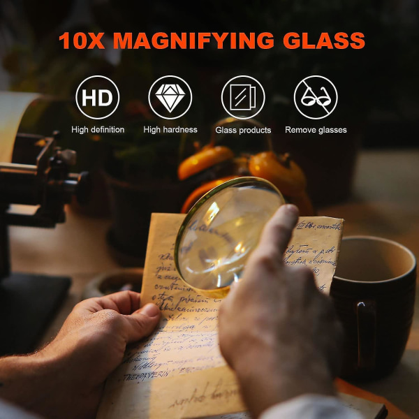 Stycken Läsförstoringsglas 10x Förstoringsglas 80mm 60mm Och splittringssäker spegel för läsning Hög tydlighet och lätt vikt för seniorer Läsförstoringsglas med 6
