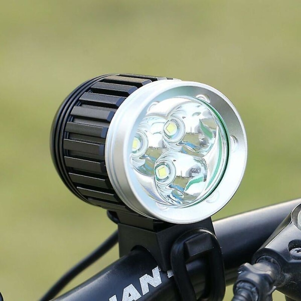 Kraftfull LED mountainbikelampa, cykellampa, mountainbikelampa, uppladdningsbar LED cykelstrålkastare, vattentät, 3600 lm, 3 T6 CREE XM-L, 4 ljuslägen