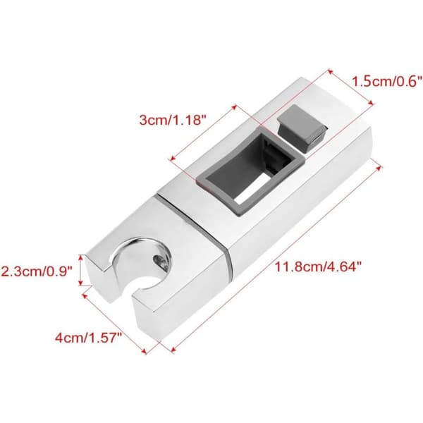Krom ABS dusjhodeholder uten boring, passer til 15x30 mm skyveskinne