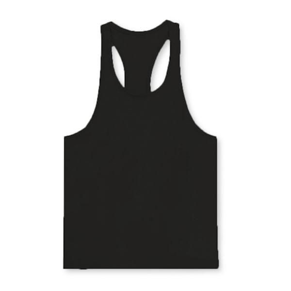Enkel Muskel Sports-/Fitness Tank Top for Menn Jet Black L