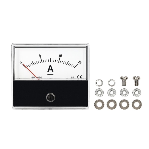 Analog strømpanelmåler Amperemeter Måler Klasse 2.5 Nøyaktighet DC 0-15A Analog Amperemeter Ampere