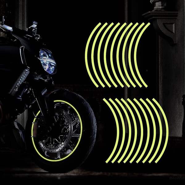 12" reflekterande hjulfälgtejp klistermärke för motorcykelhjul Bil Cykel Cykel Natt Reflekterande säkerhetsdekorationsrand Universal (gul)