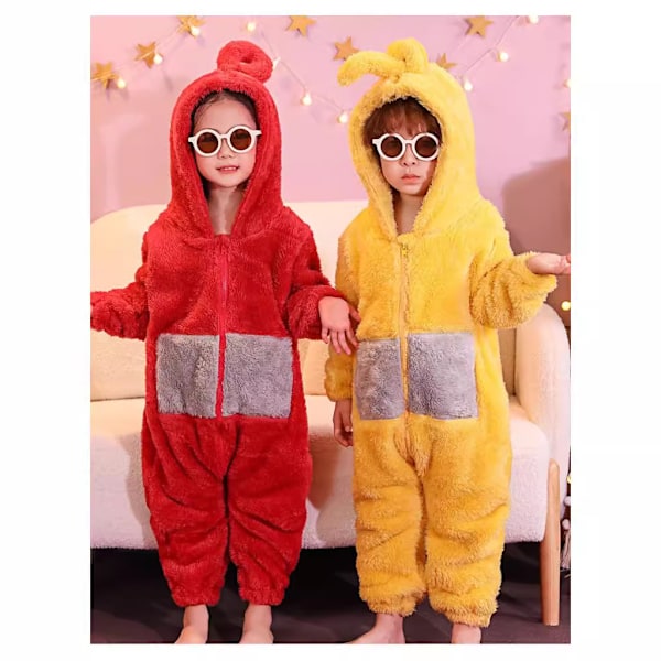 Teletubbies Kostume Børne Julepyjamas Sovepiger Vinter Varmt Fluffy Jumpsuit (120cm) 120cm