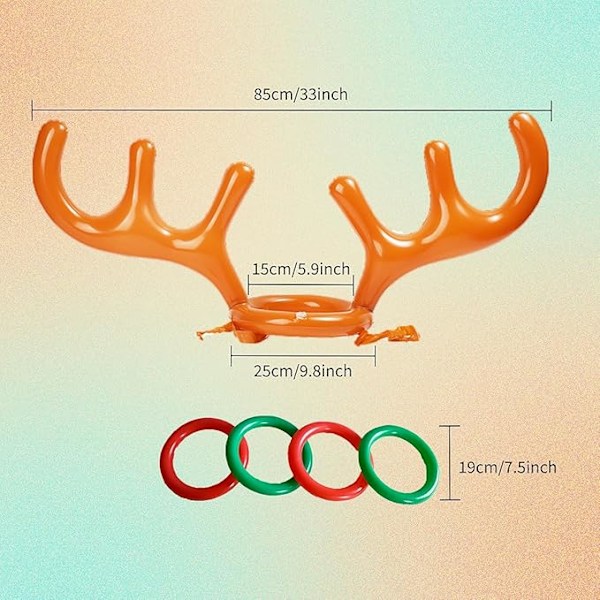 Julefest ringkastspill med oppblåsbare reinsdyrgevirhatt, en nydelig gave til venner, morsomme spill for barn og voksne i julen