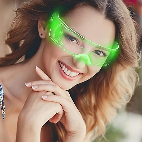 Cyberpunk-briller, led-briller, futuristiske elektroniske lys-op-briller, farverige lys-op-briller, farveændringer, sammenkomster, bar, fest