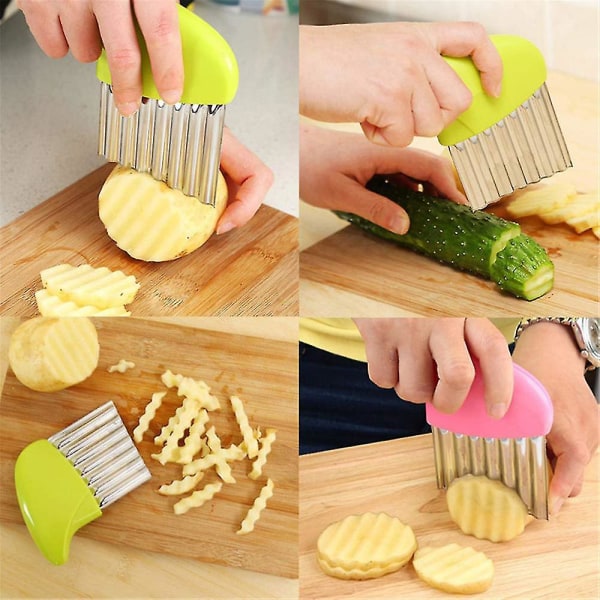 Stainless Steel Potato Chip Vegetable Salad Crinkle Wavy Cutter Tool274