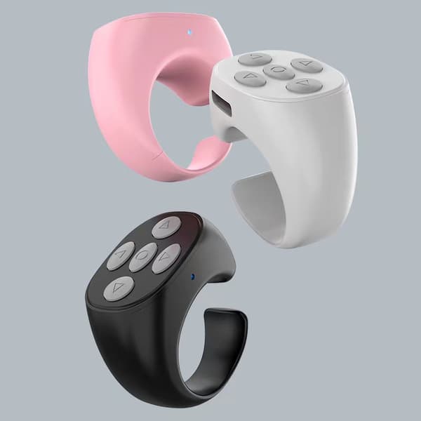 Smart Ring Controller Bluetooth 5.3 Trådlös Fjärrkontroll Sida Vändare för Tik Tok E-bok Vit