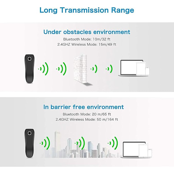 C750 Bluetooth 2D Streckkodsläsare, Handhållen QR Trådlös Streckkodsläsare för Surfplatta iPhone iPad Android iOS PC POS