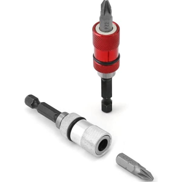 Csparkv – 1/4\" magnetisk bitshållare – 2-pack med djupstopp – kromvanadinstål – för gipsskruvar