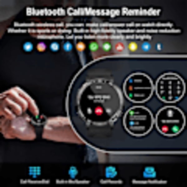 Smartklocka för Män med Samtalsfunktion - Vattentät Bluetooth Liten