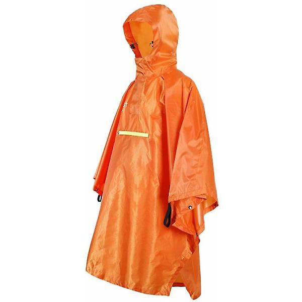 Herre- og dame-regnfrakk, vanntett regntøy med refleks, vanntett poncho med refleksbånd, modell: Oransje