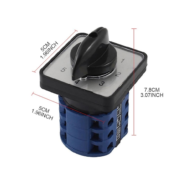 Panelmontering Universal Rotary Cam Changeover Switch 5-Position 3-Phase CA10